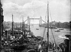 Early 20th Century London Scene Drucke: Thames / Tower Bridge 1901