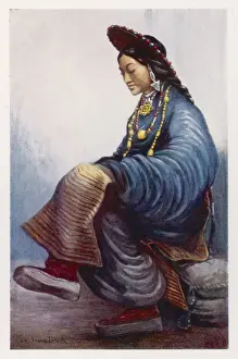 Traditional Dress Drucke: Tibetan Lady
