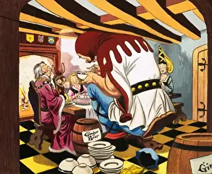 Classic Fairy Tale Art Drucke: A tight squeeze for a giant
