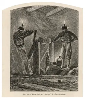 Cornish Mining Industry Drucke: Tin Mining / Cornwall / 1869