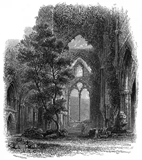 Wales Historical Landmarks Drucke: TINTERN / NAVE / 1850