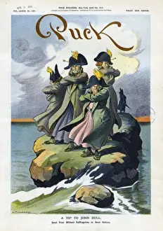 Puck Magazine Illustrations Drucke: A tip to John Bull