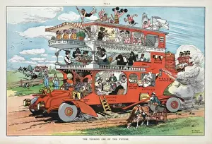 Puck Magazine Illustrations Drucke: The touring car of the future