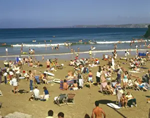 Cornish Seaside Resort Drucke: Towan Beach, Newquay, Cornwall