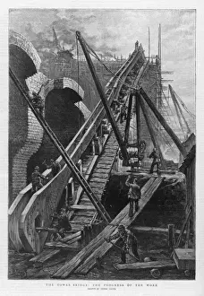 Victorian Engineering Drucke: Tower Bridge Built 1892