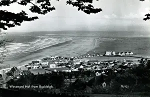 Devon Drucke: Die Stadt und Strände von Westward-Ho in der Devonschire