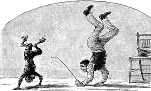 Engraved Historical Prints Drucke: Training a monkey at the circus, c. 1888