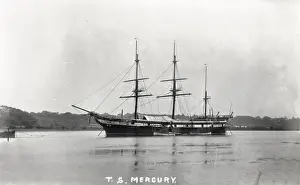 Hampshire Drucke: Schul Schiff Merkur, Fluss Hamble, Hampshire