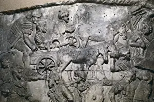 Ancient Rome Sculpture Drucke: Trajans Column. Carroballistae