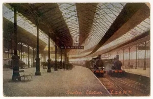 Victorian Era Transport Drucke: Euston Platform & Trains