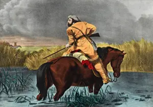 Historical Horse Riding Images Drucke: The Trappers Last Shot