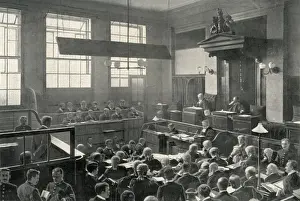Central Criminal Court London Drucke: Trial in progress at the Old Bailey, London