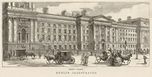Drucke von Trinity College Dublin Pferde und Kutschen sowie Studierende, die mit ihrem Alltag im Universitätsgelände beschäftigt sind Dublin Drucke: Trinitätskolleg Dublin