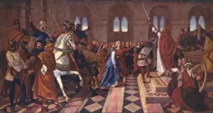 König Artus Drucke: Tristrams am Hofe