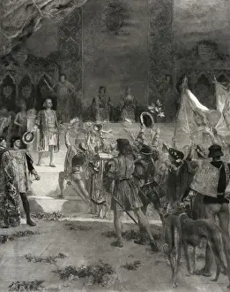 Historical Maritime Artwork Drucke: The triumph of Christopher Columbus