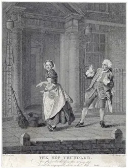 Victorian Era Domestic Scene Drucke: Trundling a Mop