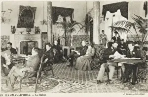 Drucke von Der Salon eines türkischen Bades in Algerien (Algier). Die Kunden scheinen hauptsächlich Franzosen zu sein Algier Drucke: Türkeische Bäder - Algerisches Elfenbein