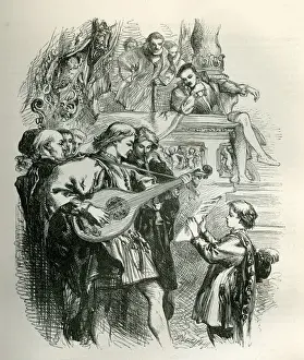 Drucke von Zweite Nacht - Herzog von Orsino hört Musik, 1862 John Gilbert Drucke: Zweite Nacht