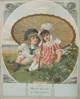 Historical Seaside Images Drucke: The Umbrella Courtship
