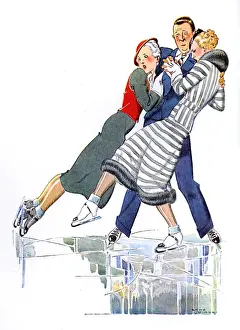Winter Sports Images Drucke: Unbalanced Skaters