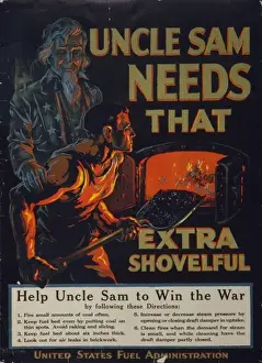 World War 1 Posters Drucke: Uncle Sam needs that extra shovelful