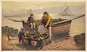 Traditional Fishing Industry Drucke: Unloading the Catch