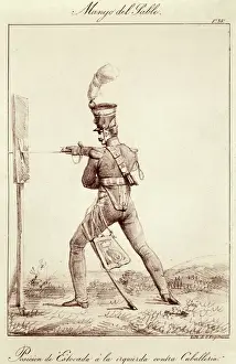 Madrid National Library Art Drucke: Use of sabre. Estocade position on the left against