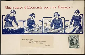 Vintage Office Equipment Drucke: Using a Copying Device