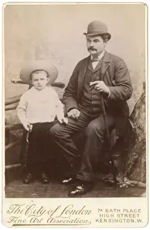 Historical Family Portraits Drucke: Victorian father and son in studio setting