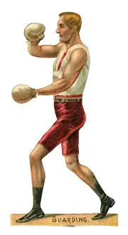 Vintage Boxing Gloves Drucke: Victorian scrap - boxer guarding