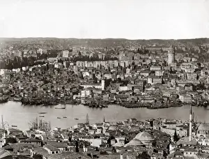 Istanbul City View Drucke: View across the Bosphorous, Constantinople (Istanbul) Turkey