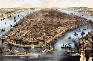 Hudson River Waterfront Scene Drucke: View of New York