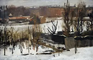 Drucke von Georg Hendrik Breitner (1857-1923). Niederländischer Maler. Ansicht des Oosterparks zu Amsterdam im Schnee, 1892. Rijksmuseum in Amsterdam und der Niederlanden Zeitgenössische Kunst Drucke: Blick auf das Oosterpark zu Amsterdam im Schnee von 1892 von Geo