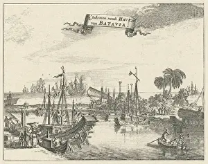 Java Indonesia Drucke: View of the port of Jakarta, Java, Indonesia