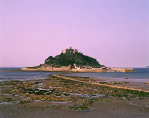 Drucke von Blick auf St Michael's Rock von der Hauptinsel Kornwall, England Berg Drucke: Blick auf St Michael's Mount in Cornwall