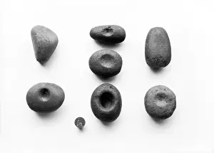 White Background Stones Drucke: A view of stone lammers against a white background