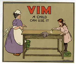 Drucke von Ein Werbeprogramm für Vim - Ein Kind kann es benutzen, umgangssprachlich vom frühen 20. Jahrhundert Küche Drucke: Ein Werbespot für Vim