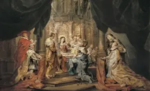 Historical Flemish Art Drucke: The Vision of Saint Ildefonso