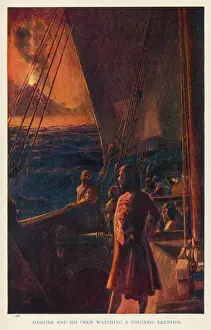 Drucke von Vulkan im Bismarckschen Ärchipel vor Neuguinea von dem englischen Navigator Wilhelm Damper und seiner Besatzung gesehen Navigator Drucke: Vulkanausbruch gesehen 1700