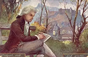 Drucke von Wolfgang Amadeus Mozart der österreichische Komponist am Werk in Salzburger Wolfgang Amadeus Mozart Drucke: Wolfgang Amadeus Mozart Komponiert