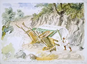 Thomas Baines Artwork Drucke: Our wagon capsised