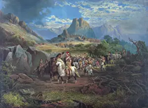 Vintage Native American Art Drucke: On the war path