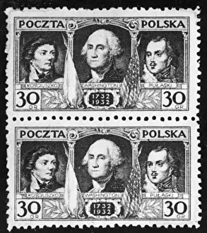 American War Of Independence Drucke: Washington / Polish Stamp
