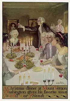 Drucke von Georg Washington zog bei Weihnachtensmahl zu Hause auf dem Mount Vernon einen Toast raus. Zu allen unseren Freunden George Washington Drucke: Washington Weihnachtsgedenkessen