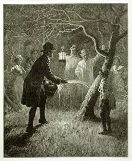 Somerset Drucke: Wässerlaufen von Äpfelbäumen
