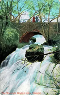 Scottish Historical Landmarks Drucke: The Waterfall, Rouken Glen, Lanarkshire