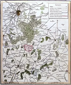 Schlacht Von Waterloo Drucke: Wasserloo 4 Blasen- und Kartenplan vom Jahre 1815