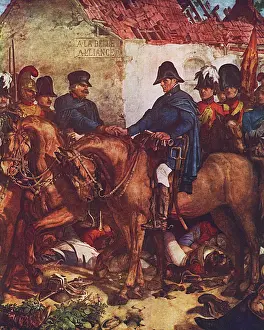 Wellington und Blücher treffen sich nach der Schlacht bei Waterloo
