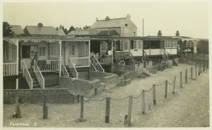 Urlaubshäuschen in Felpham bei Bognor Regis im Bezirk Arun in Südengland. Datum: Anfang des Jahrzehnts der 1930er Jahre
