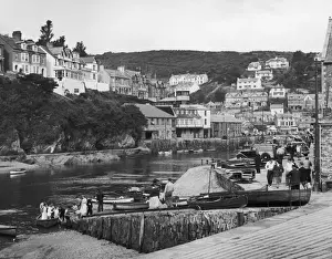 Drucke von West Lochersee aus Südlooe gesehen ist eine Stadt im englischen Landkreis West Devon und der Grafschaft Cornwall West Looe Drucke: West Looe aus den Fünfzigerjahren
